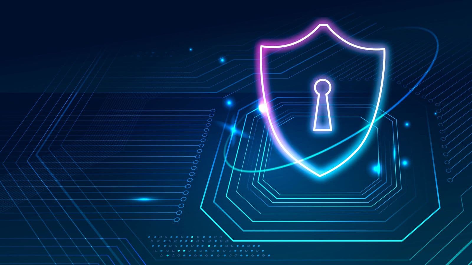 Digital shield with a padlock representing data protection and DPDP compliance